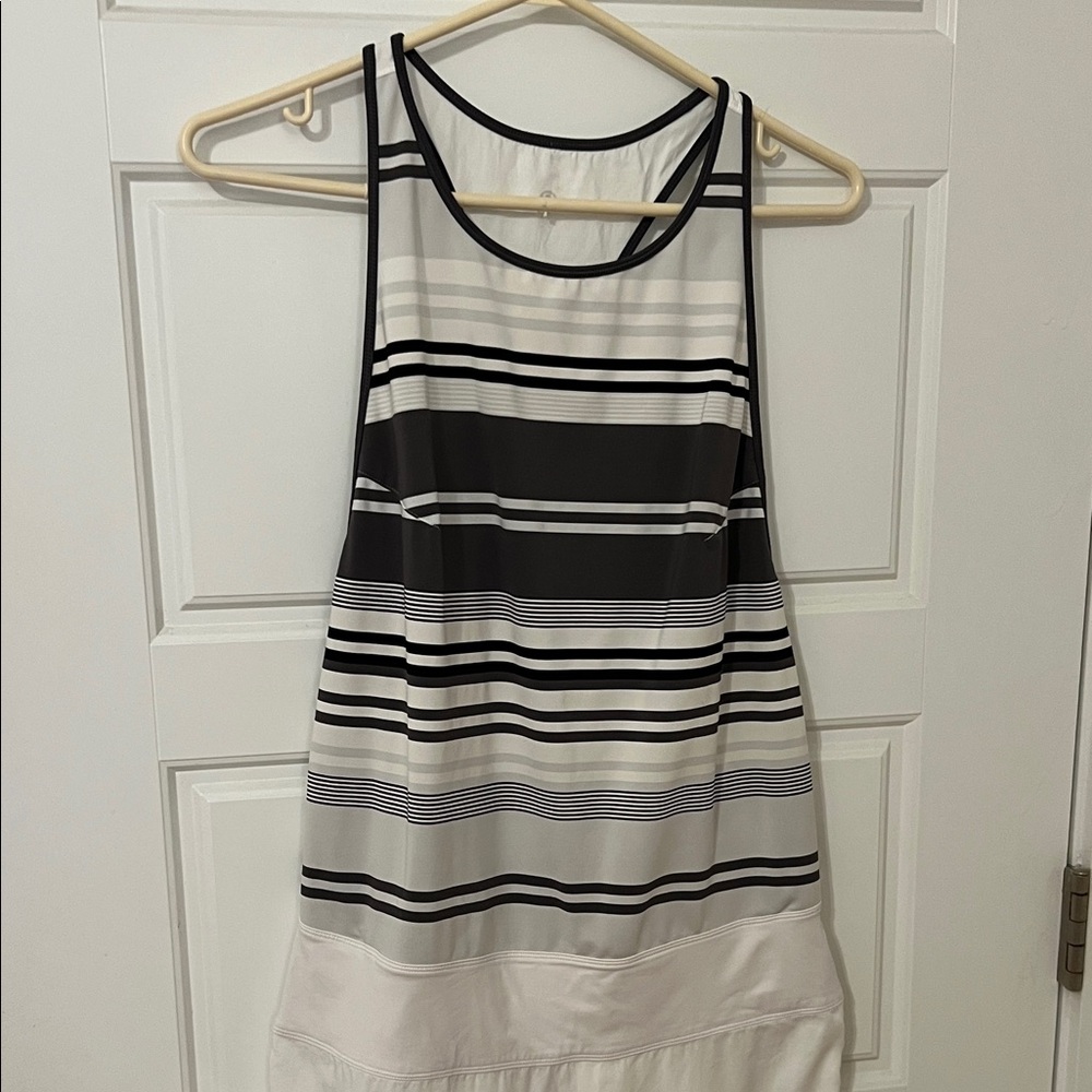 Lululemon Blissed Out Racerback Tank Dress in Grey Stripe, VGUC, Size 8.